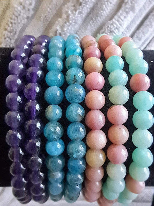Elasticated Beaded Crystal Bracelets 4mm