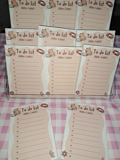 A6 To-do List After Coffee Notepad Cute Capybara