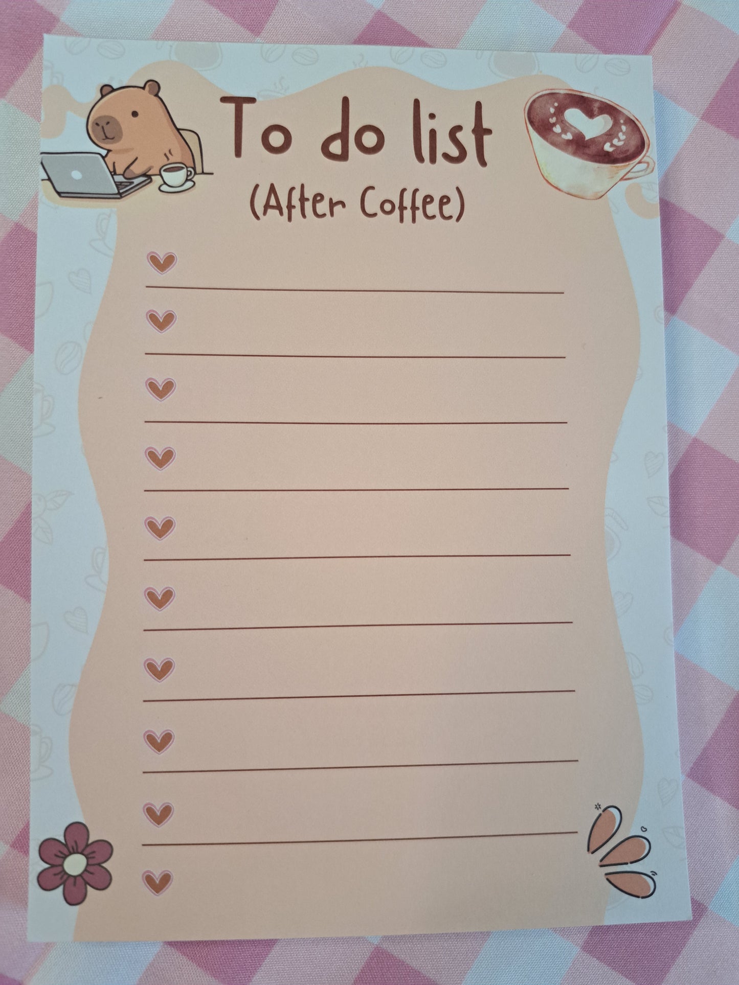A6 To-do List After Coffee Notepad Cute Capybara