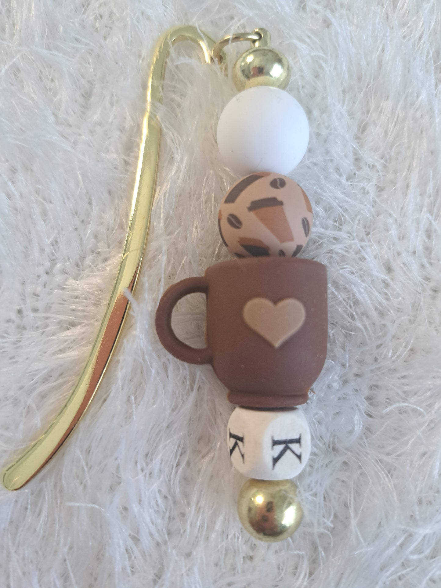 Coffee Elements Kawaii Metallic Bookmark – Personalised Initial Option
