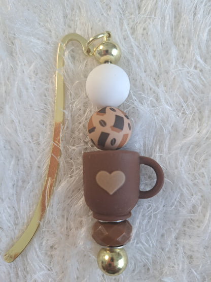 Coffee Elements Kawaii Metallic Bookmark – Personalised Initial Option