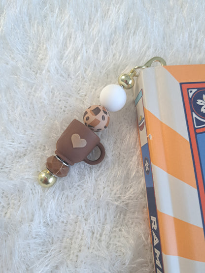 Coffee Elements Kawaii Metallic Bookmark – Personalised Initial Option