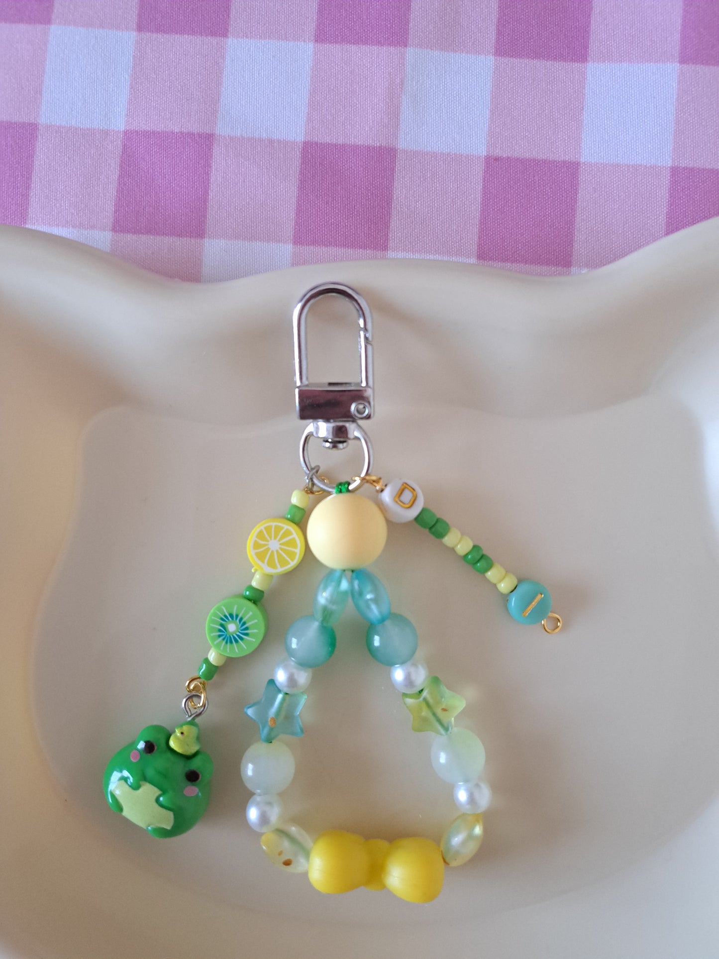 Personalised Kawaii Bag/Phone Charm Green & Pink Theme in 3 variants