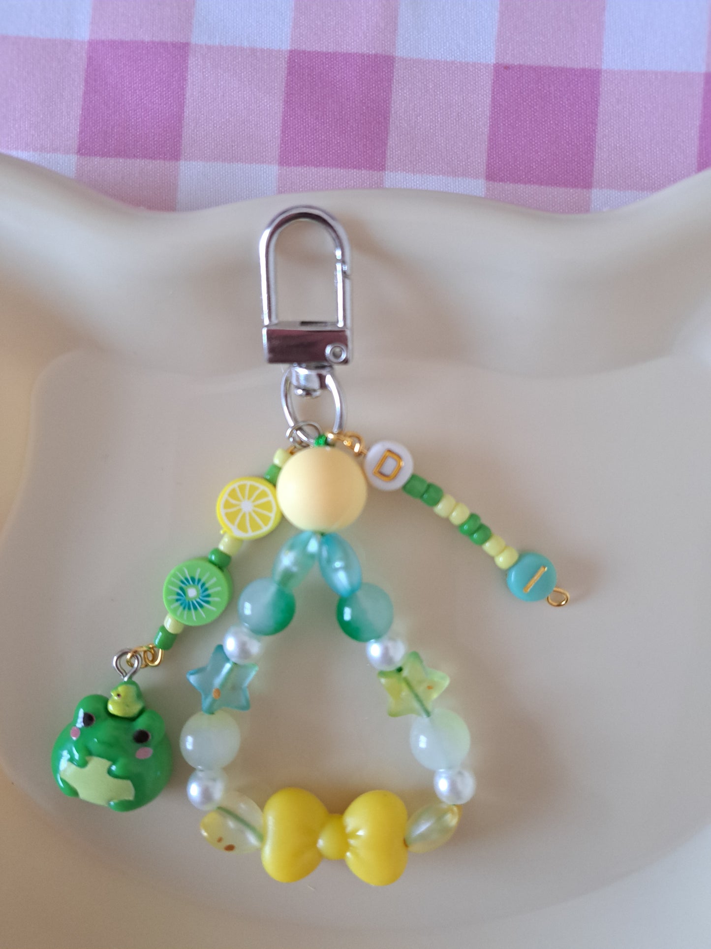 Personalised Kawaii Bag/Phone Charm Green & Pink Theme in 3 variants