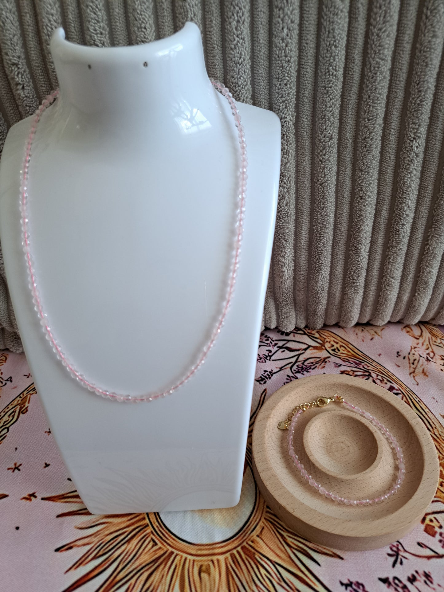 Faceted Bead Necklace & Bracelet Set | Adjustable Copper Closure | Elegant 2–3 mm Beads