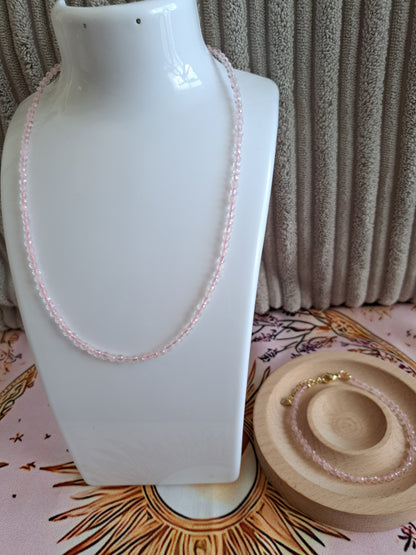 Faceted Bead Necklace & Bracelet Set | Adjustable Copper Closure | Elegant 2–3 mm Beads