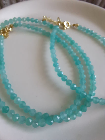 Faceted Bead Necklace & Bracelet Set | Adjustable Copper Closure | Elegant 2–3 mm Beads