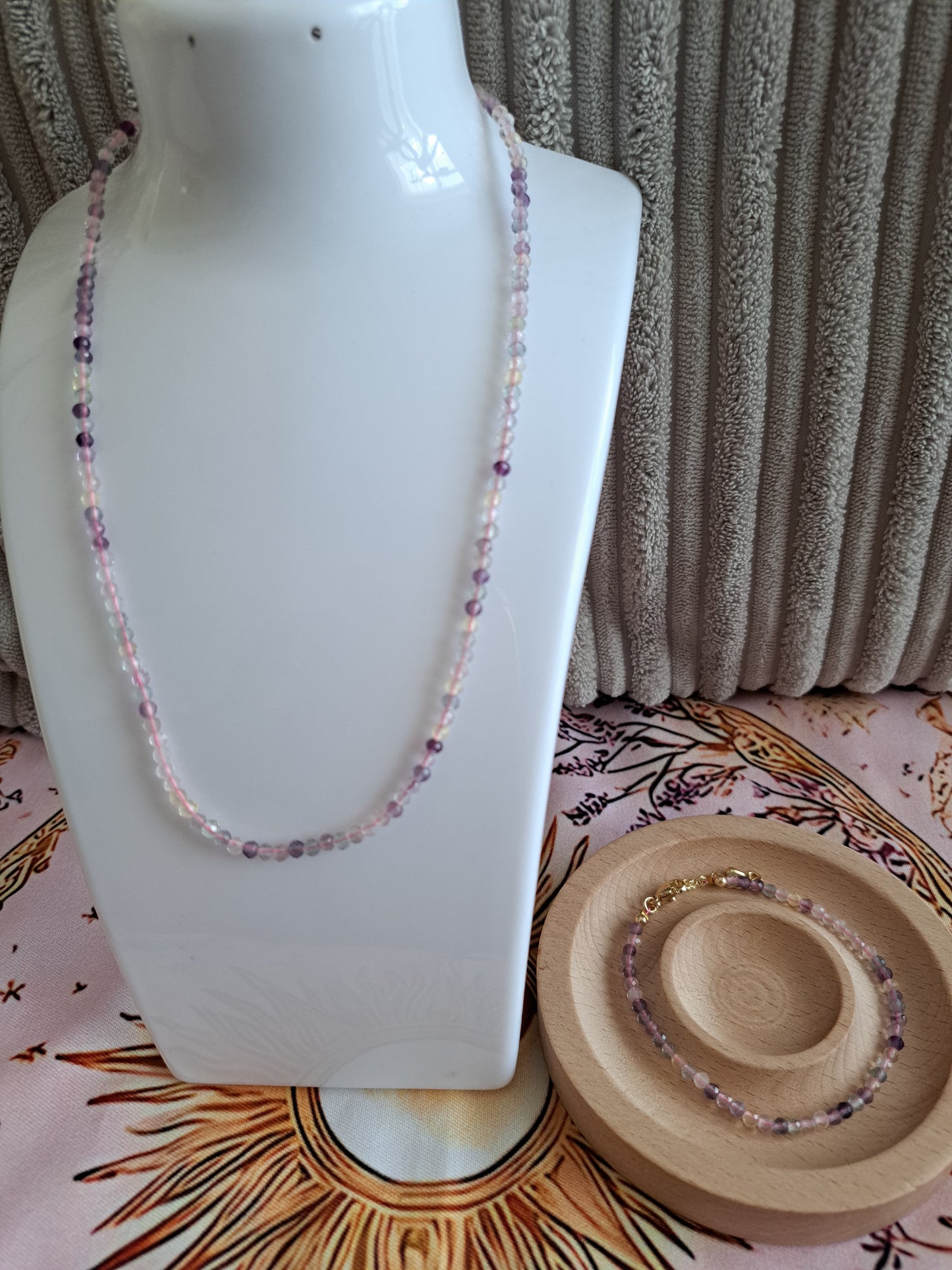 Faceted Bead Necklace & Bracelet Set | Adjustable Copper Closure | Elegant 2–3 mm Beads