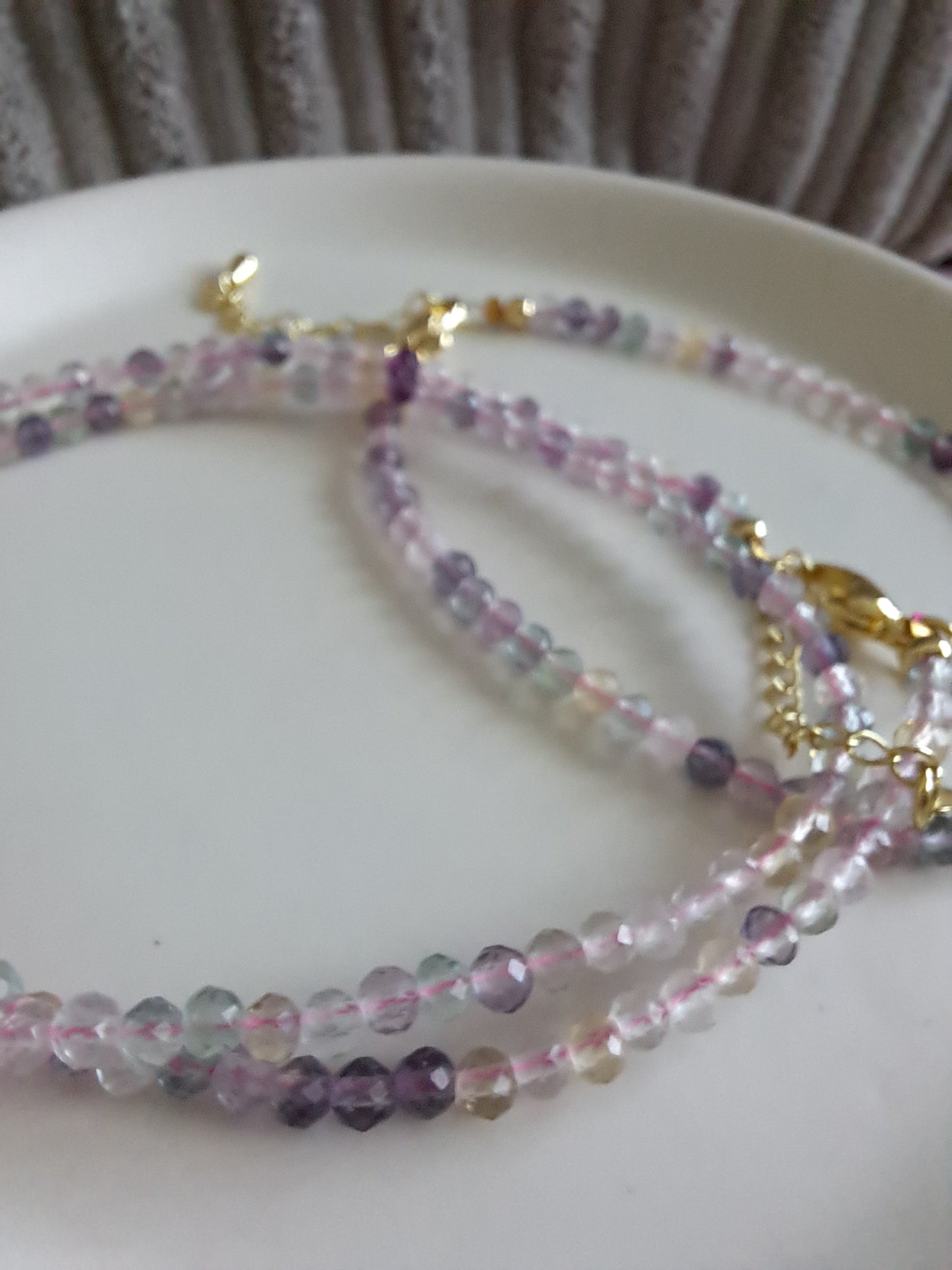 Faceted Bead Necklace & Bracelet Set | Adjustable Copper Closure | Elegant 2–3 mm Beads