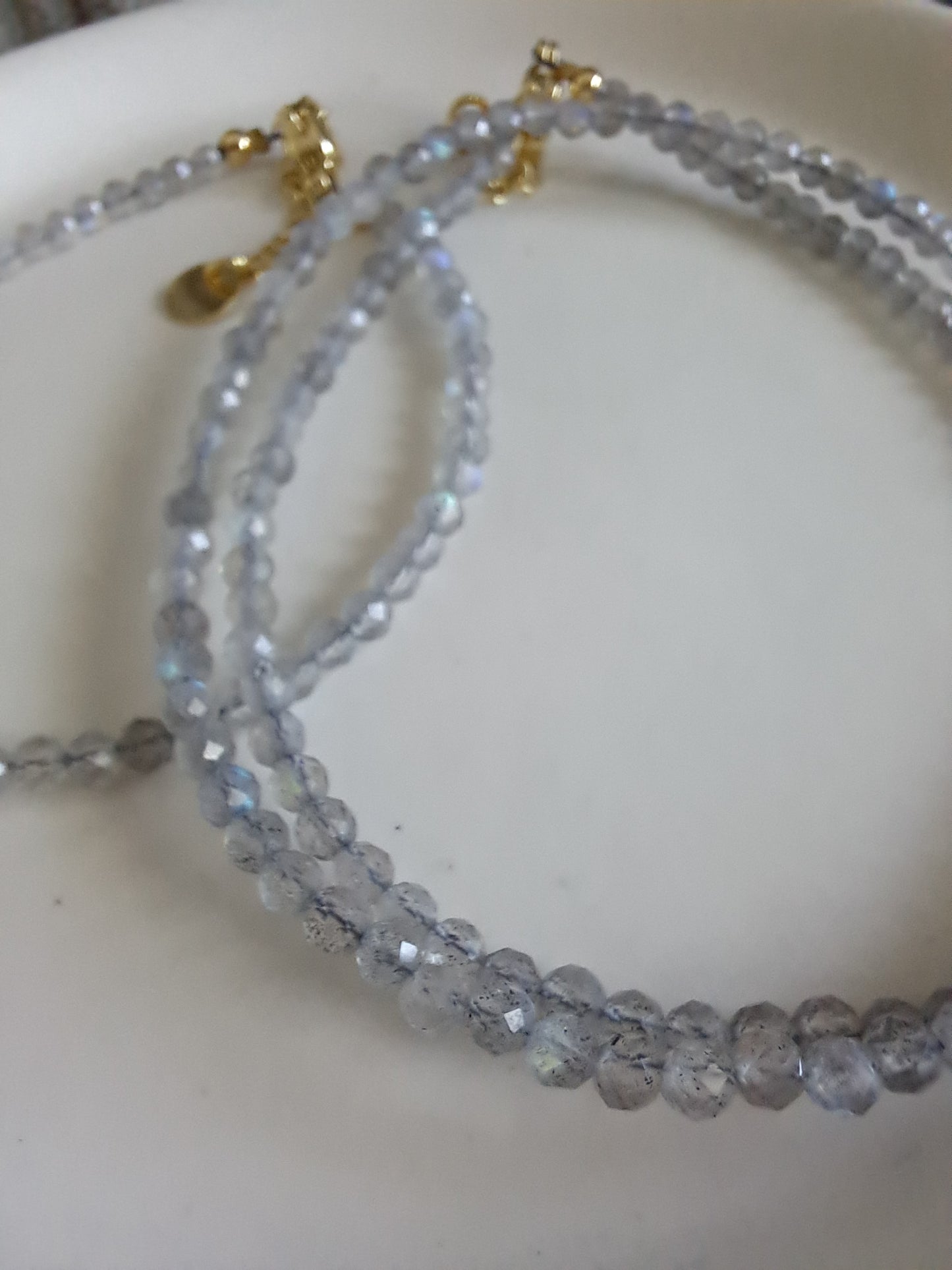 Faceted Bead Necklace & Bracelet Set | Adjustable Copper Closure | Elegant 2–3 mm Beads