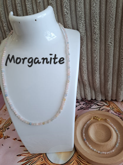 Faceted Bead Necklace & Bracelet Set | Adjustable Copper Closure | Elegant 2–3 mm Beads