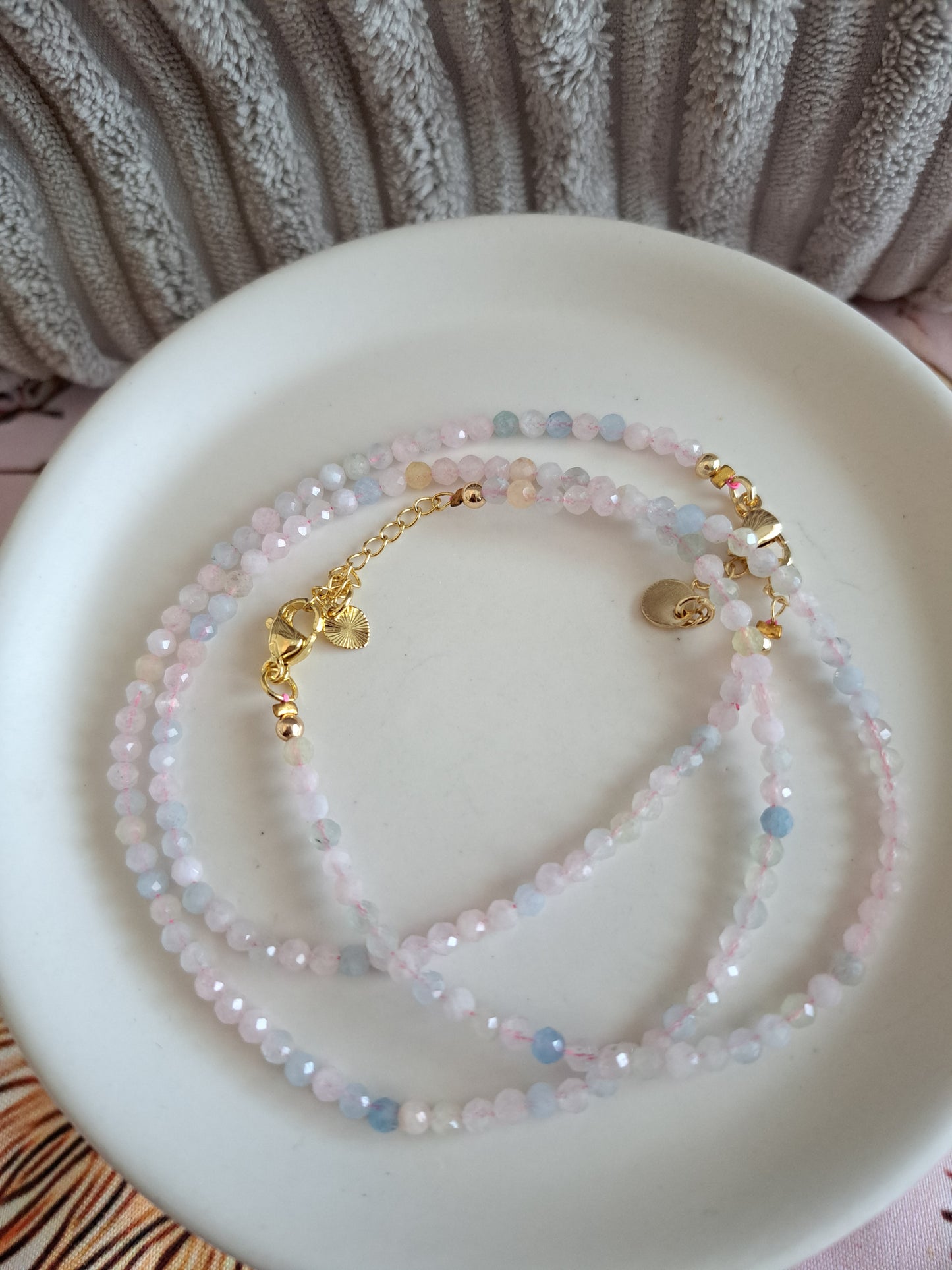 Faceted Bead Necklace & Bracelet Set | Adjustable Copper Closure | Elegant 2–3 mm Beads