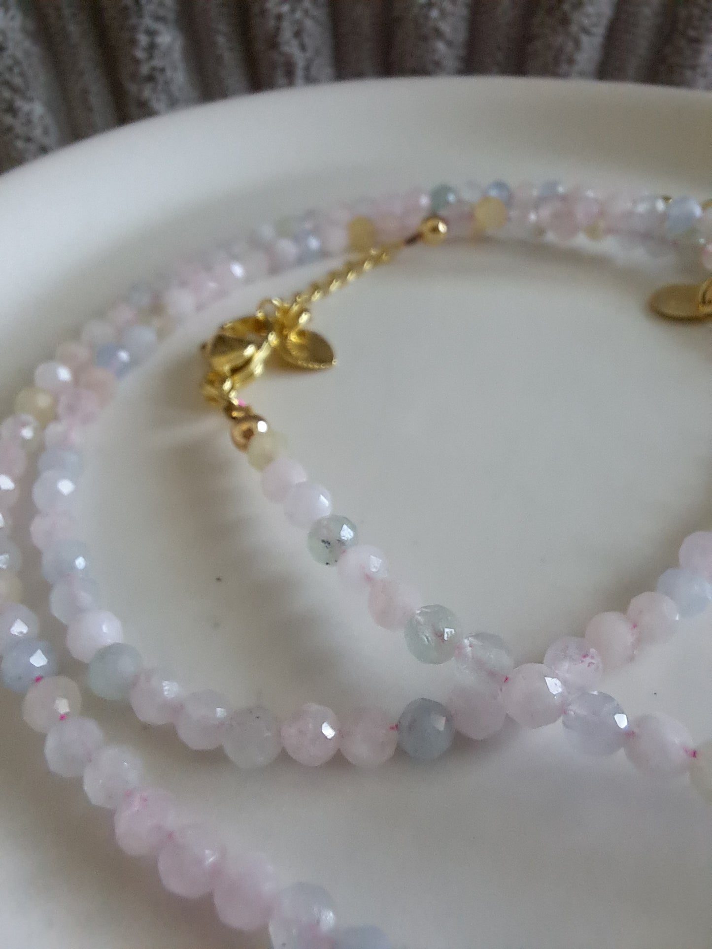 Faceted Bead Necklace & Bracelet Set | Adjustable Copper Closure | Elegant 2–3 mm Beads