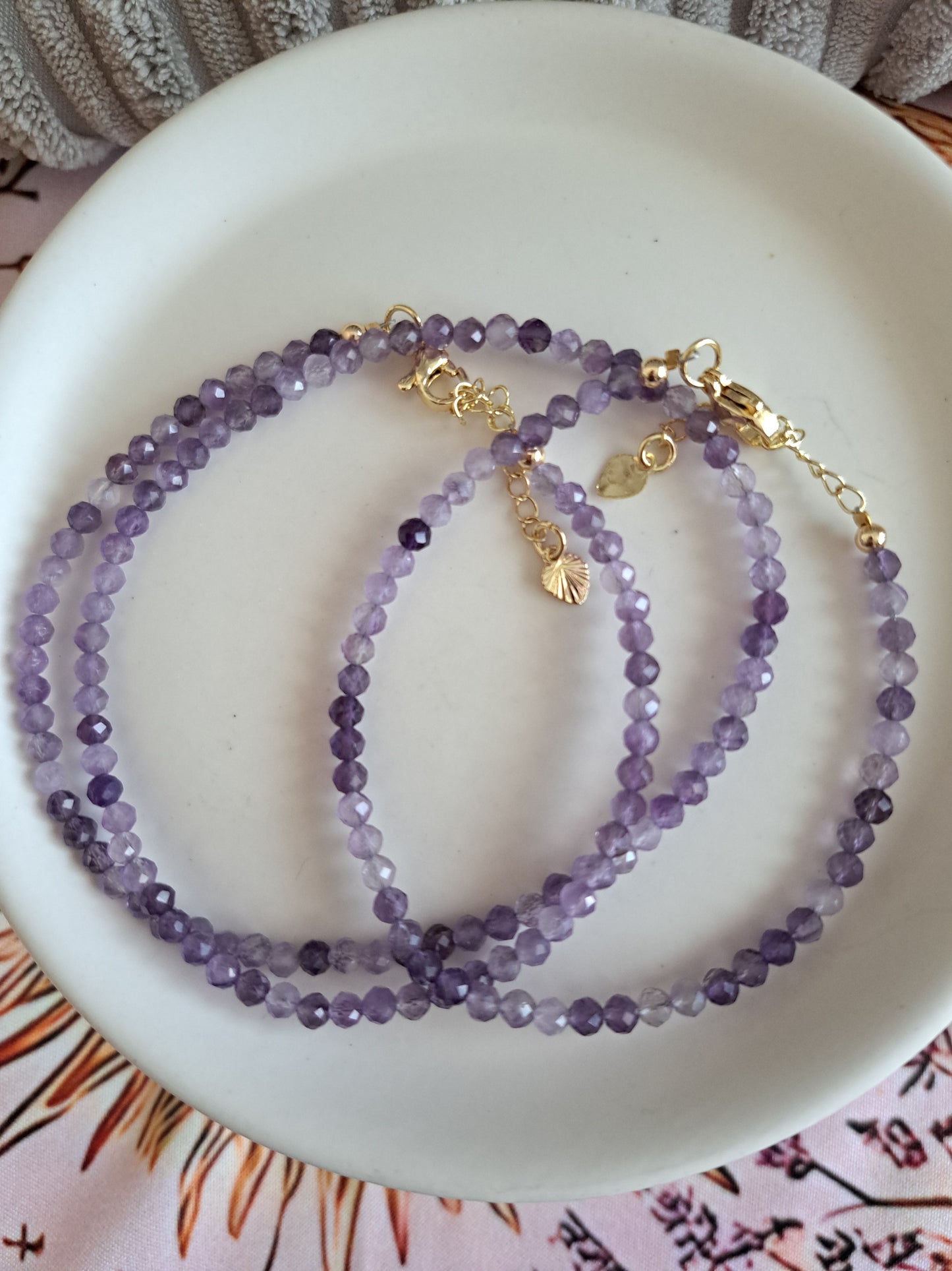 Faceted Bead Necklace & Bracelet Set | Adjustable Copper Closure | Elegant 2–3 mm Beads
