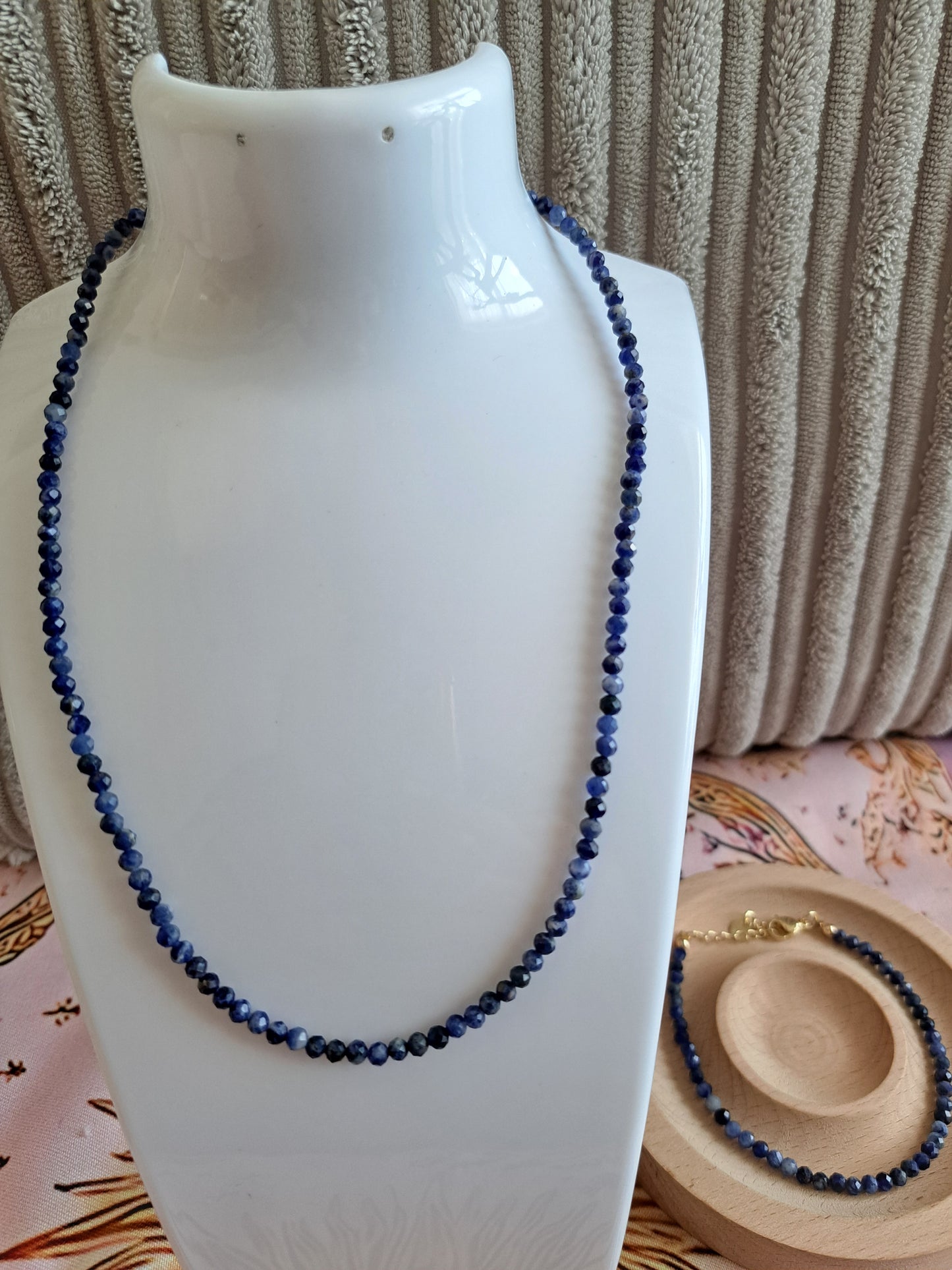 Faceted Bead Necklace & Bracelet Set | Adjustable Copper Closure | Elegant 2–3 mm Beads