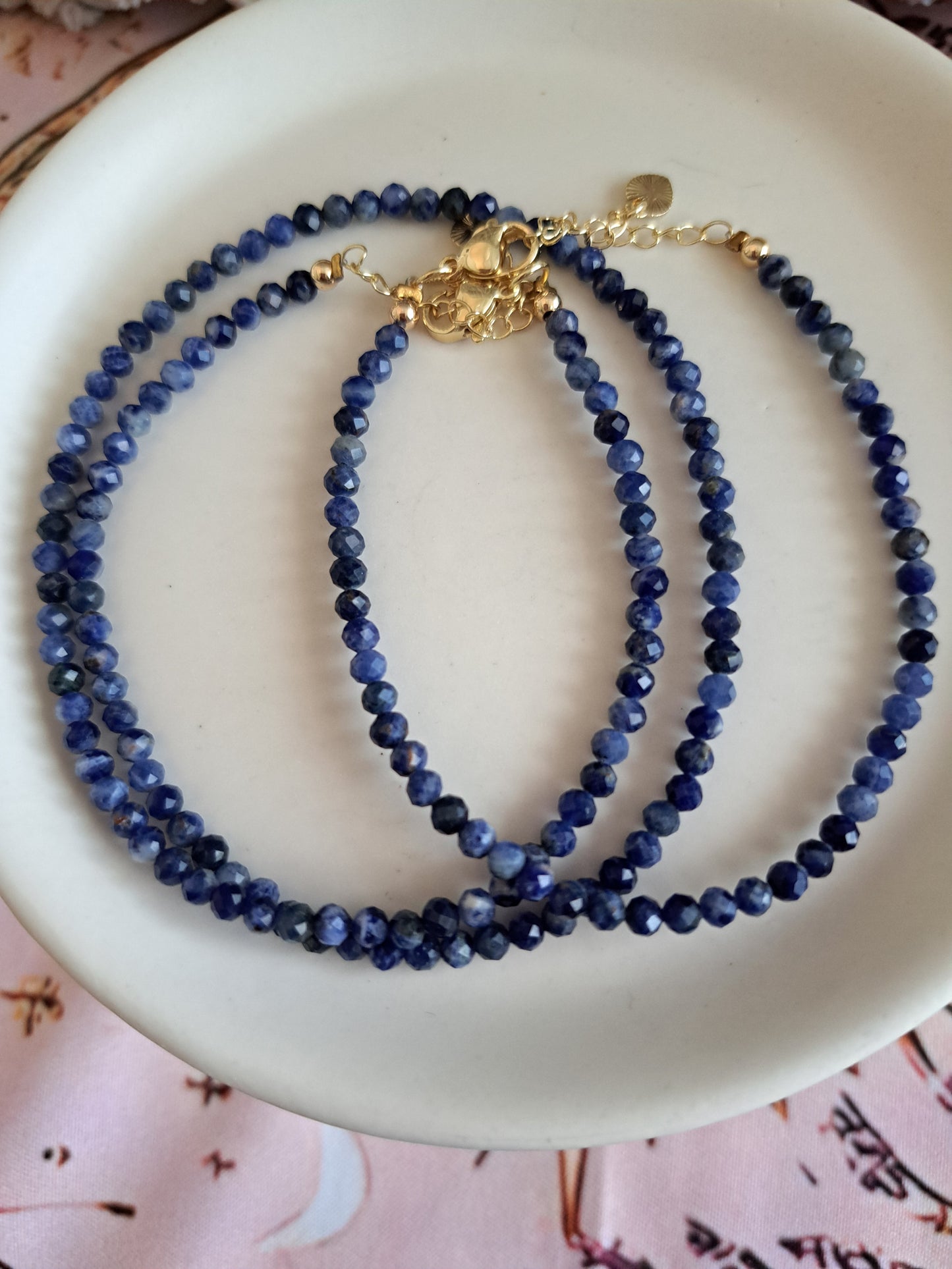 Faceted Bead Necklace & Bracelet Set | Adjustable Copper Closure | Elegant 2–3 mm Beads