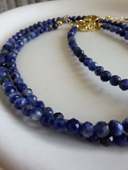 Faceted Bead Necklace & Bracelet Set | Adjustable Copper Closure | Elegant 2–3 mm Beads