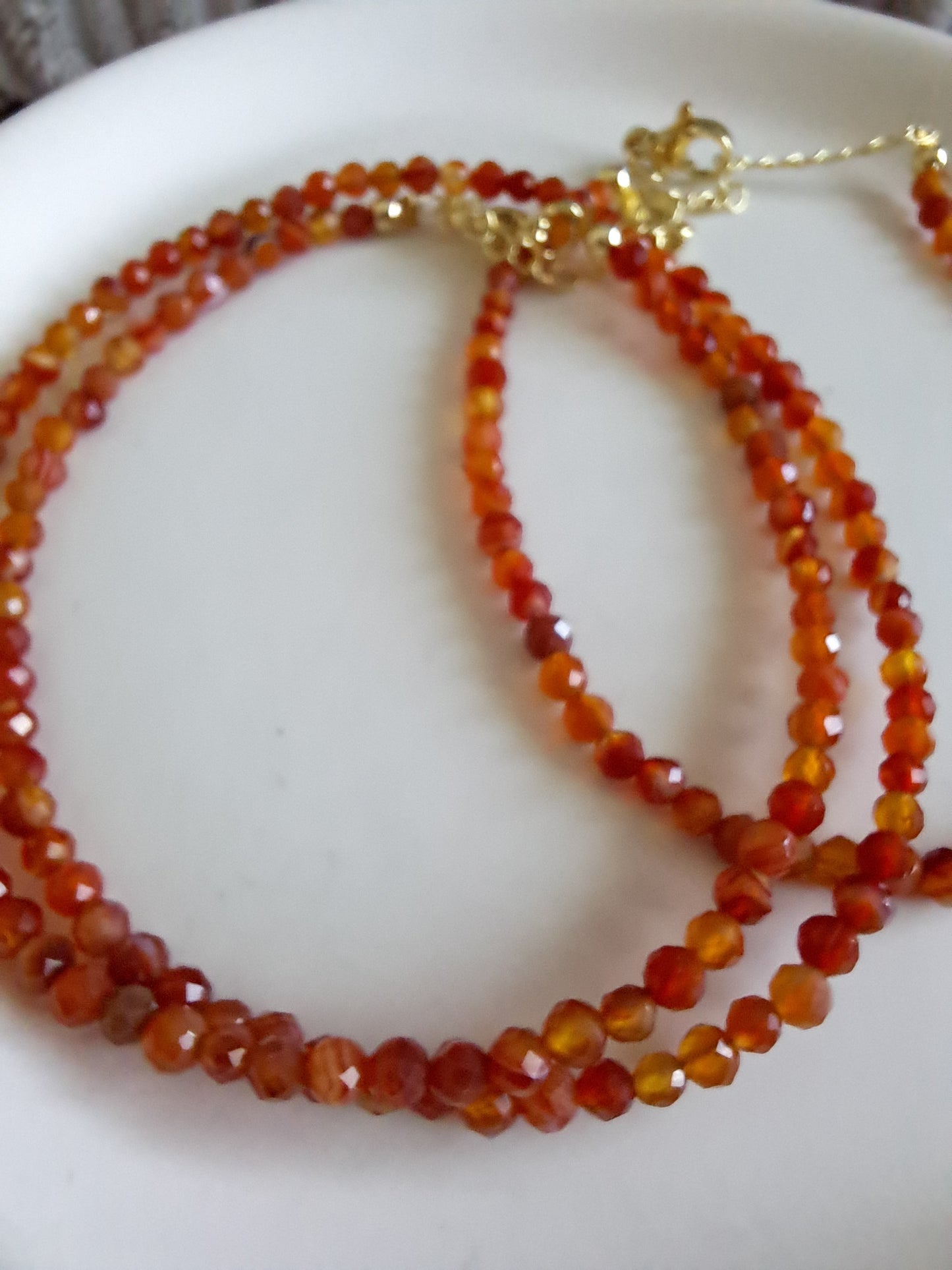 Faceted Bead Necklace & Bracelet Set | Adjustable Copper Closure | Elegant 2–3 mm Beads