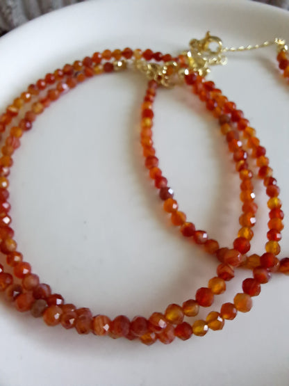 Faceted Bead Necklace & Bracelet Set | Adjustable Copper Closure | Elegant 2–3 mm Beads