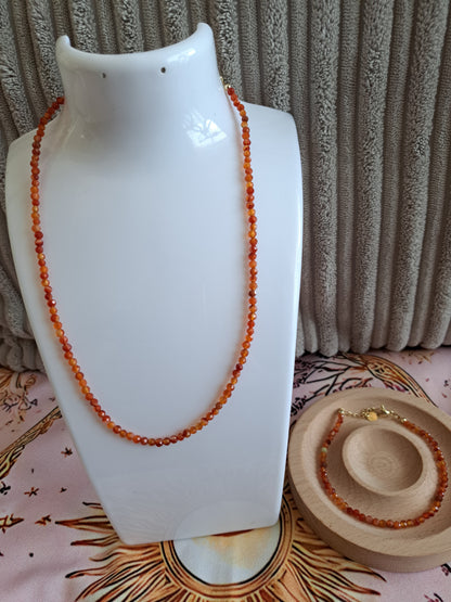 Faceted Bead Necklace & Bracelet Set | Adjustable Copper Closure | Elegant 2–3 mm Beads
