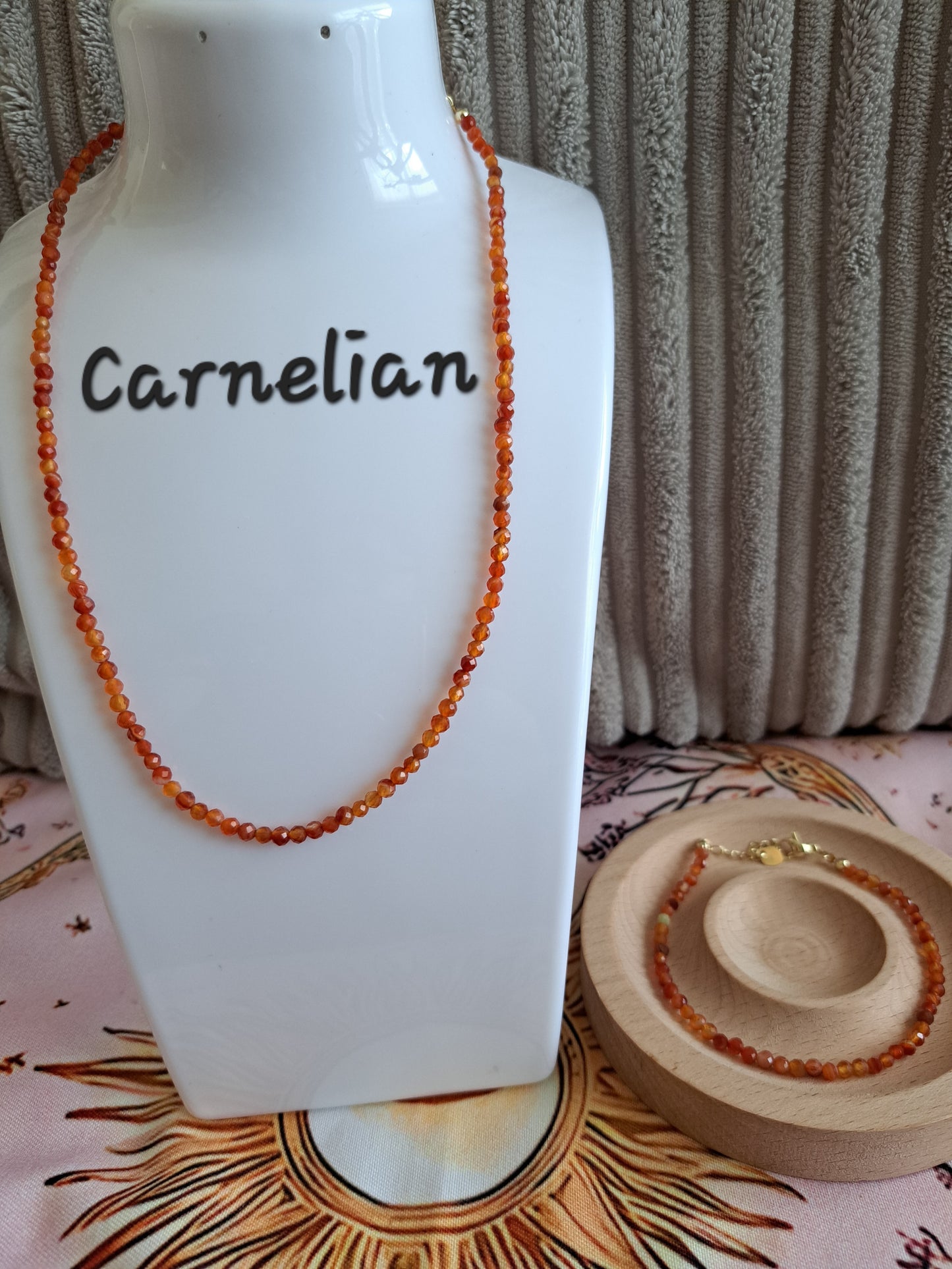 Faceted Bead Necklace & Bracelet Set | Adjustable Copper Closure | Elegant 2–3 mm Beads