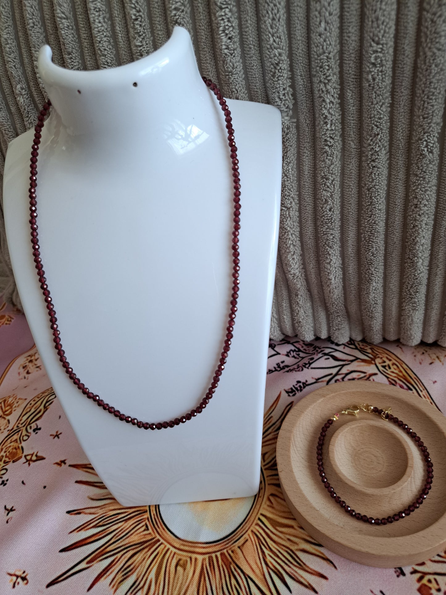 Faceted Bead Necklace & Bracelet Set | Adjustable Copper Closure | Elegant 2–3 mm Beads