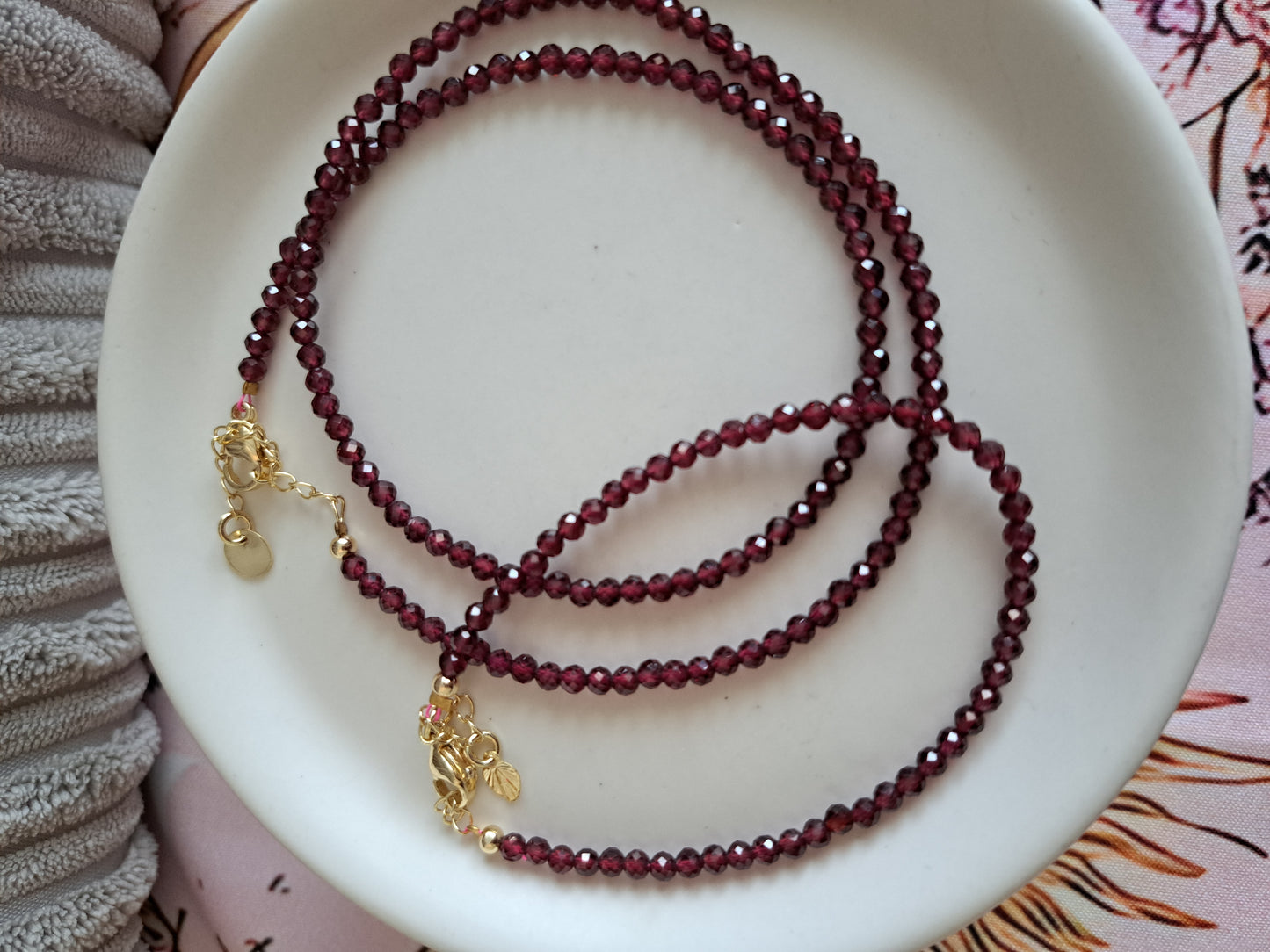 Faceted Bead Necklace & Bracelet Set | Adjustable Copper Closure | Elegant 2–3 mm Beads