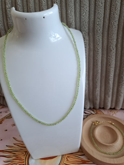 Faceted Bead Necklace & Bracelet Set | Adjustable Copper Closure | Elegant 2–3 mm Beads
