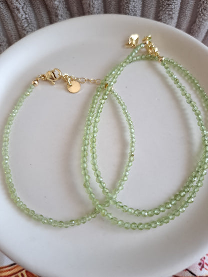 Faceted Bead Necklace & Bracelet Set | Adjustable Copper Closure | Elegant 2–3 mm Beads