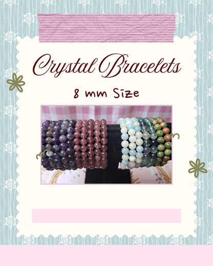 8mm Elastic Crystal Bracelets in different materials
