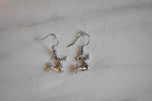 Silver tone Dachshund Hook Earrings