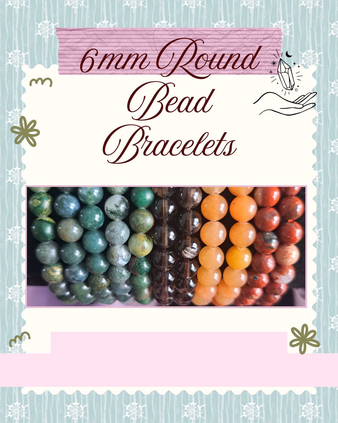 6mm Mixed variants Elastic round beaded bracelets
