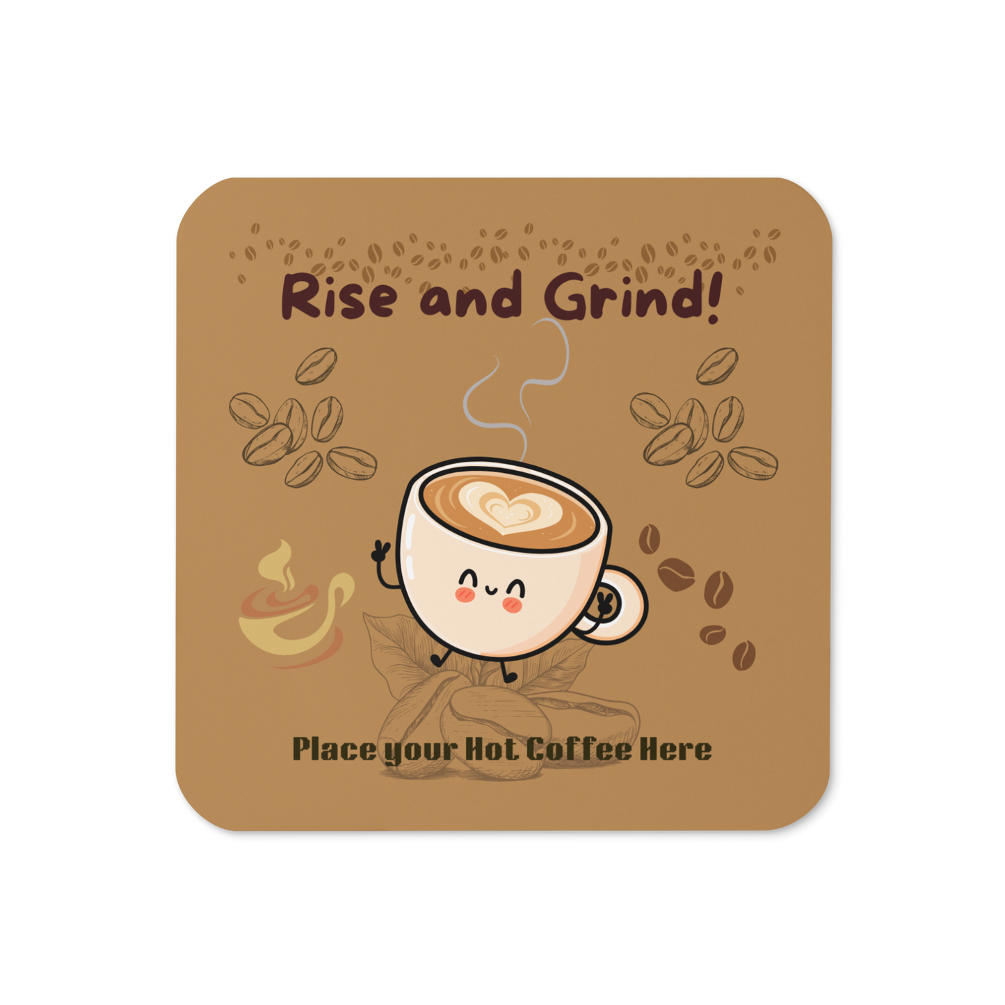 Rise and Grind Cork Back Coaster