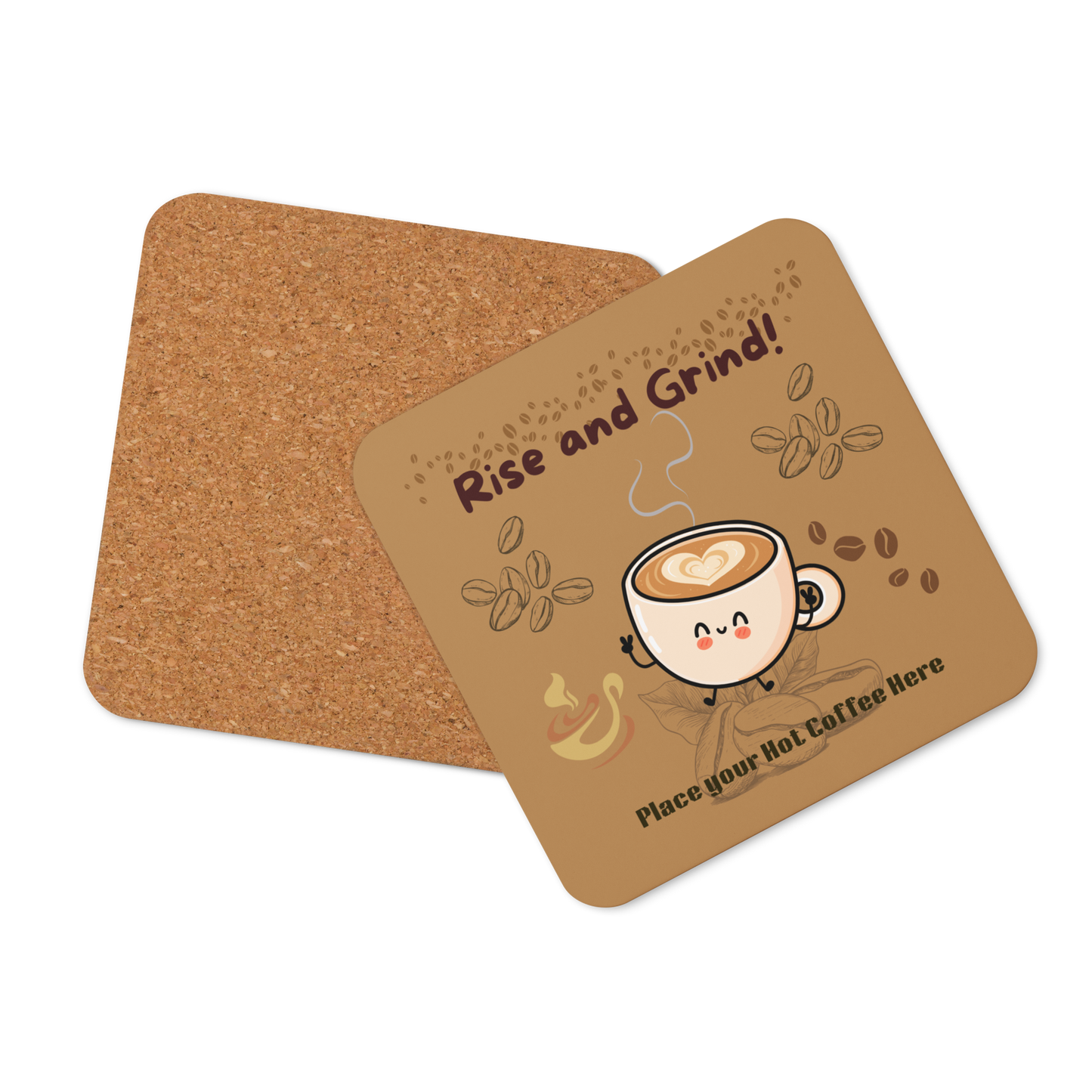 Rise and Grind Cork Back Coaster