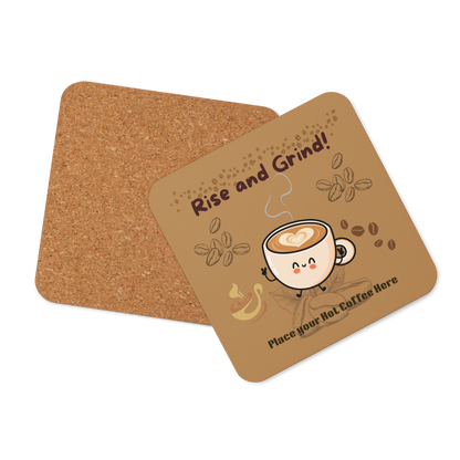 Rise and Grind Cork Back Coaster