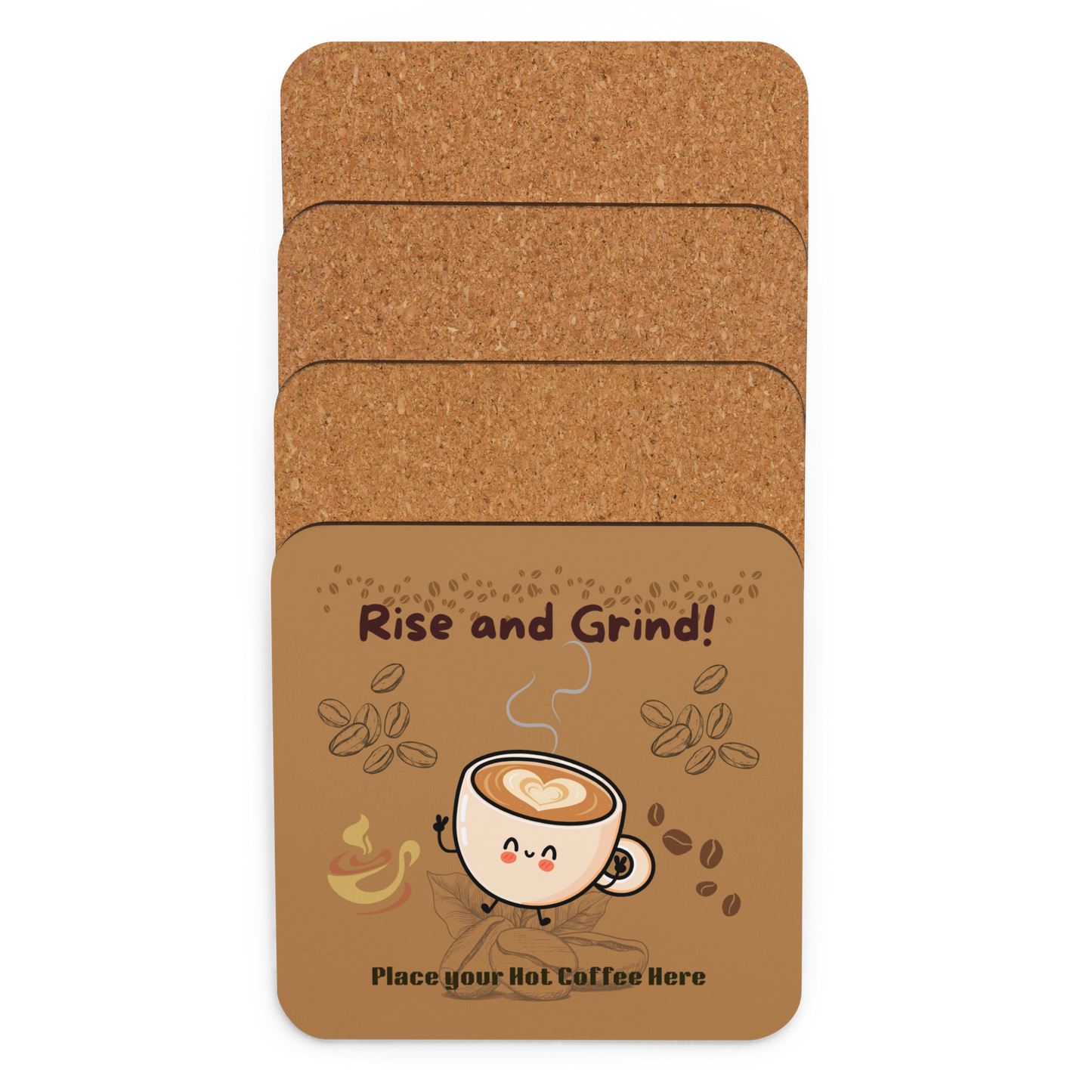 Rise and Grind Cork Back Coaster