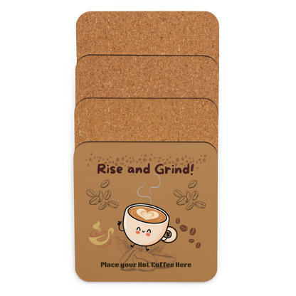 Rise and Grind Cork Back Coaster