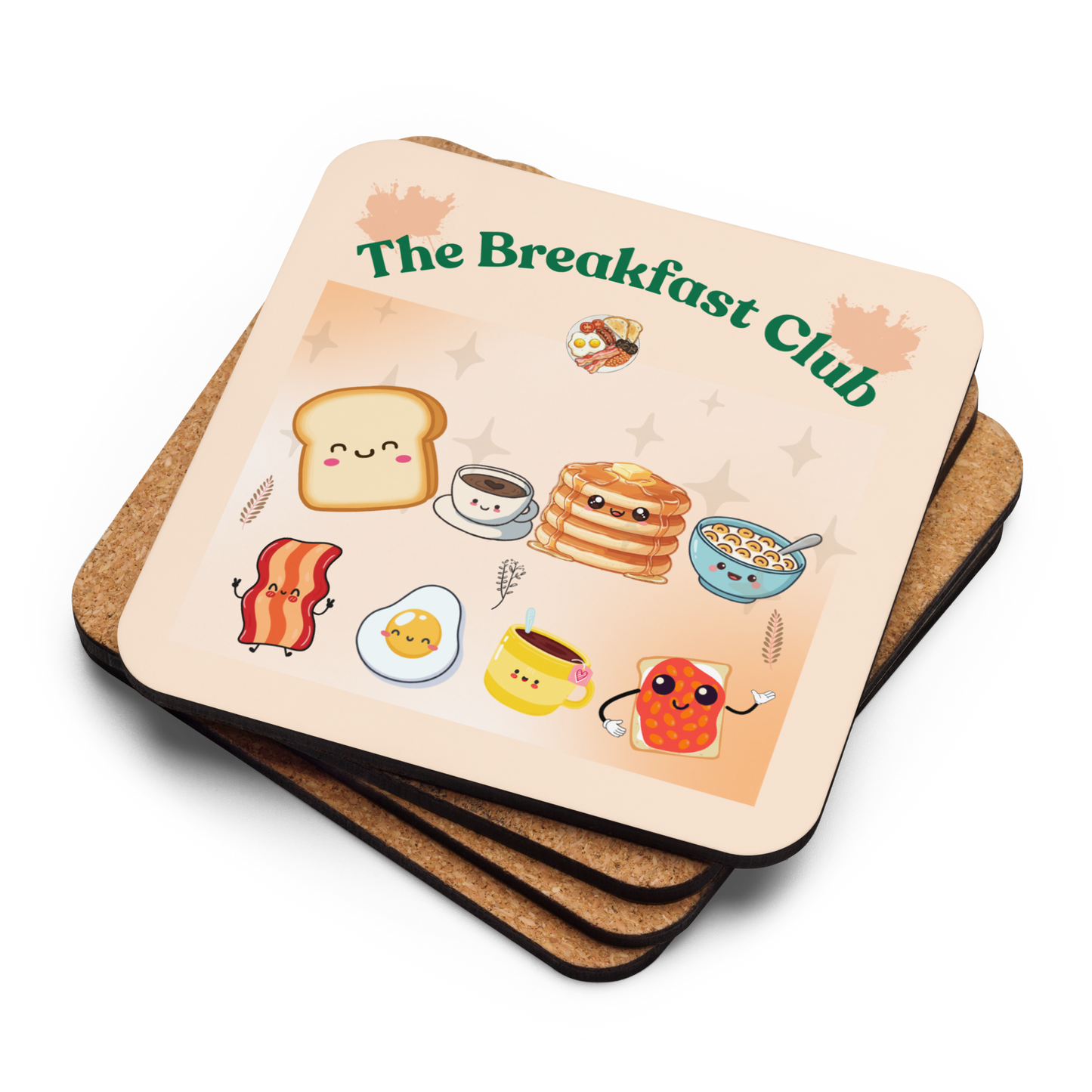 Breakfast Club Cork Back Coaster in Brown