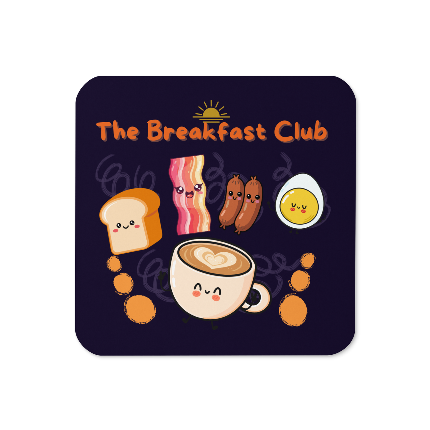 Breakfast Club Cork Back Coaster in Black