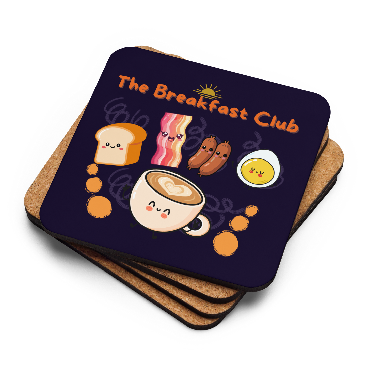 Breakfast Club Cork Back Coaster in Black