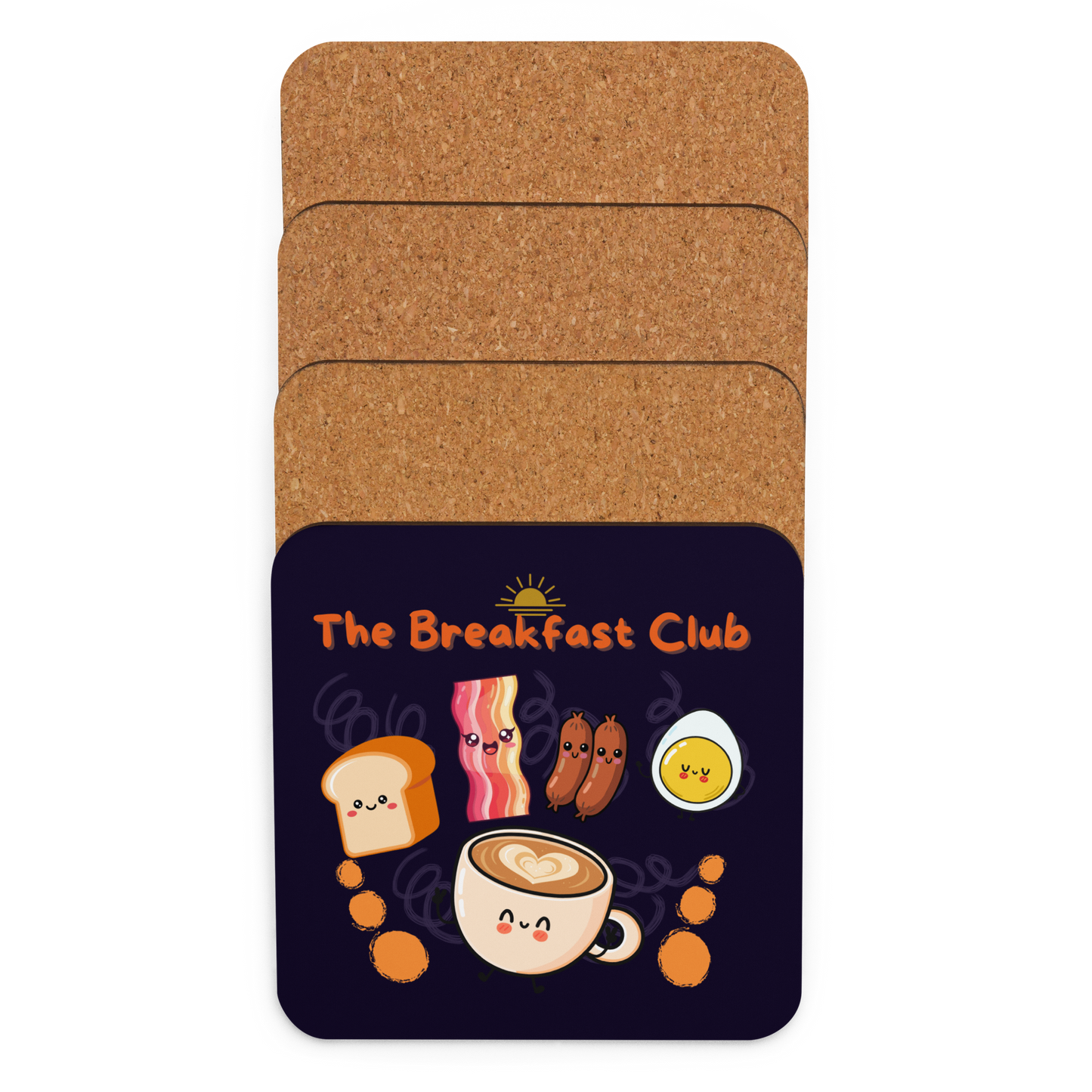 Breakfast Club Cork Back Coaster in Black
