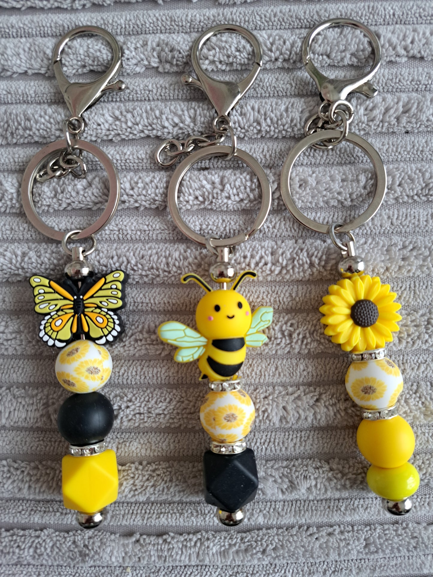 Spring Summer Keyrings - Bee, Sunflower, Butterfly