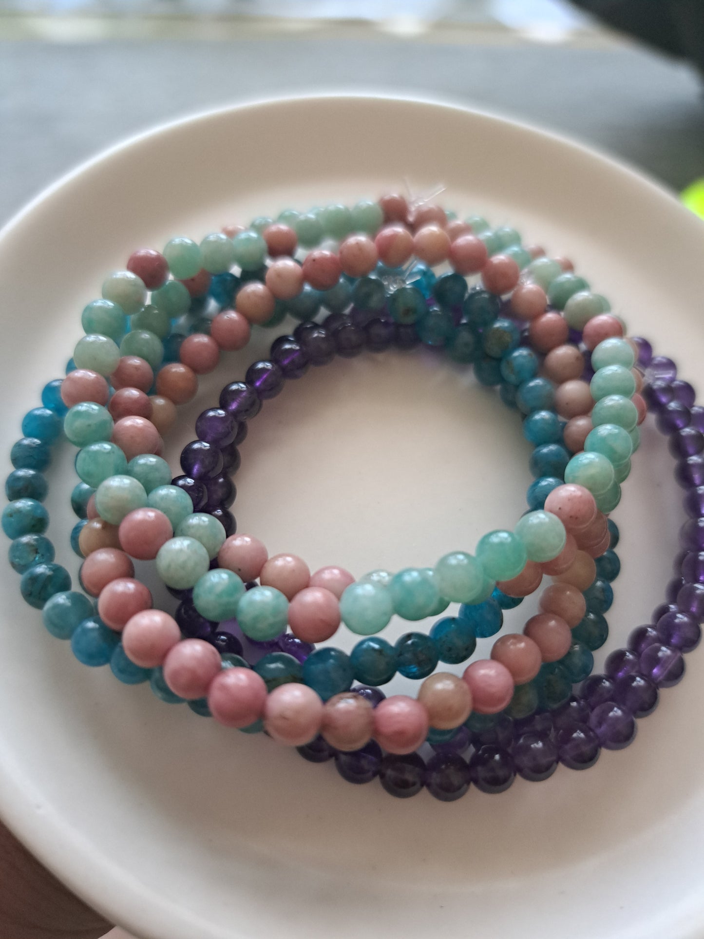 Elasticated Beaded Crystal Bracelets 4mm