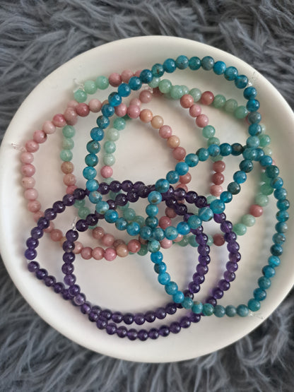 Elasticated Beaded Crystal Bracelets 4mm