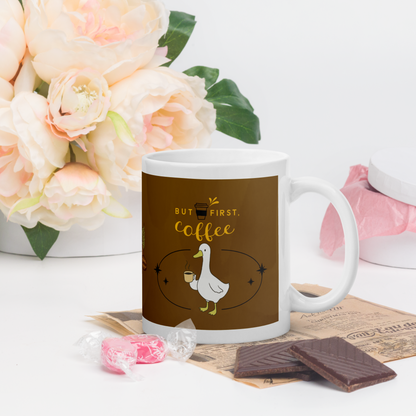 I Need Coffee Now,  But first, Coffee Goose Mug